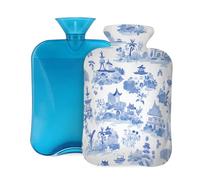 Hot Water Bottle with Cover 2L, Ancient Architecture Hot Water Bottles for Adults Warmer/Pain Relief