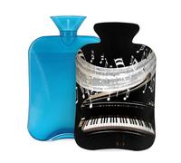 Hot Water Bottle with Cover 2L, Art Music Notes Piano Key Hot Water Bottles for Adults Warmer/Pain Relief