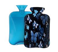 Hot Water Bottle with Cover 2L, Blue Butterfly Hot Water Bottles for Adults Warmer/Pain Relief