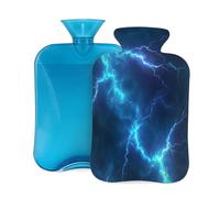 Hot Water Bottle with Cover 2L, Blue Sky Lightning Hot Water Bottles for Adults Warmer/Pain Relief