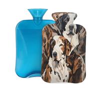 Hot Water Bottle with Cover 2L, Brown Border Collie Hot Water Bottles for Adults Warmer/Pain Relief