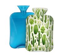 Hot Water Bottle with Cover 2L, Cactus Print with Various Shapes Hot Water Bottles for Adults Warmer/Pain Relief
