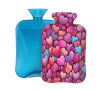Hot Water Bottle with Cover 2L, Candy Love Heart Hot Water Bottles for Adults Warmer/Pain Relief