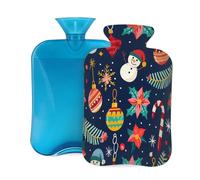 Hot Water Bottle with Cover 2L, Cartoon Christmas Snowman Flower Hot Water Bottles for Adults Warmer/Pain Relief