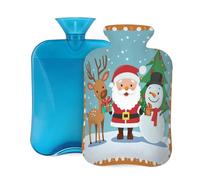 Hot Water Bottle with Cover 2L, Cartoon Reindeer Christmas Snowman Hot Water Bottles for Adults Warmer/Pain Relief