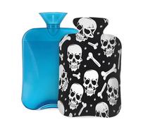 Hot Water Bottle with Cover 2L, Cartoon Skull Hot Water Bottles for Adults Warmer/Pain Relief