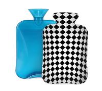 Hot Water Bottle with Cover 2L, Chessboard Grid Hot Water Bottles for Adults Warmer/Pain Relief