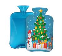 Hot Water Bottle with Cover 2L, Christmas Tree Snowman Illustration Hot Water Bottles for Adults Warmer/Pain Relief