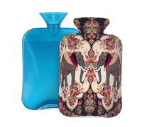Hot Water Bottle with Cover 2L, Classical Elephant Totem Hot Water Bottles for Adults Warmer/Pain Relief
