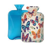 Hot Water Bottle with Cover 2L, Colorful Beautiful Butterflies Hot Water Bottles for Adults Warmer/Pain Relief