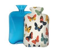 Hot Water Bottle with Cover 2L, Colorful Butterfly Hot Water Bottles for Adults Warmer/Pain Relief