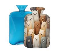 Hot Water Bottle with Cover 2L, Colorful Cartoon Cute Bears Hot Water Bottles for Adults Warmer/Pain Relief