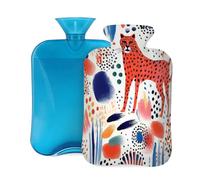 Hot Water Bottle with Cover 2L, Colorful Spotted Leopard Hot Water Bottles for Adults Warmer/Pain Relief
