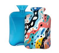 Hot Water Bottle with Cover 2L, Colorful Twisted Waves Hot Water Bottles for Adults Warmer/Pain Relief