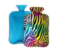 Hot Water Bottle with Cover 2L, Colorful Zebra Pattern Hot Water Bottles for Adults Warmer/Pain Relief