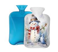 Hot Water Bottle with Cover 2L, Cute Winter Snowman Hot Water Bottles for Adults Warmer/Pain Relief