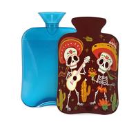 Hot Water Bottle with Cover 2L, Dancing Skull Cactus Hot Water Bottles for Adults Warmer/Pain Relief