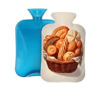 Hot Water Bottle with Cover 2L, Delicious Bread Pattern Hot Water Bottles for Adults Warmer/Pain Relief