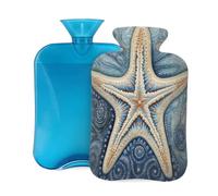 Hot Water Bottle with Cover 2L, Dot Line Art Starfish Hot Water Bottles for Adults Warmer/Pain Relief