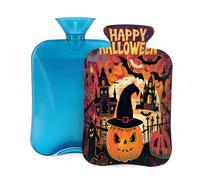 Hot Water Bottle with Cover 2L, Evil Pumpkin Halloween Castle Hot Water Bottles for Adults Warmer/Pain Relief