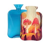 Hot Water Bottle with Cover 2L, Forest Cute Mushrooms Hot Water Bottles for Adults Warmer/Pain Relief