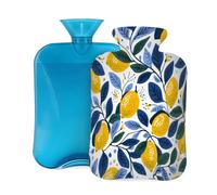 Hot Water Bottle with Cover 2L, Fresh Lemon Leaves Hot Water Bottles for Adults Warmer/Pain Relief