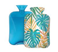 Hot Water Bottle with Cover 2L, Fresh Palm Leaves Hot Water Bottles for Adults Warmer/Pain Relief