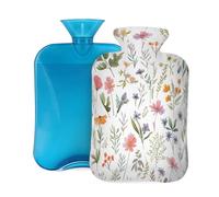 Hot Water Bottle with Cover 2L, Fresh Plants Flowers Plants Hot Water Bottles for Adults Warmer/Pain Relief