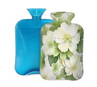 Hot Water Bottle with Cover 2L, Fresh White Flowers Hot Water Bottles for Adults Warmer/Pain Relief