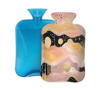 Hot Water Bottle with Cover 2L, Golden Powder Star River Hot Water Bottles for Adults Warmer/Pain Relief