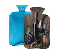 Hot Water Bottle with Cover 2L, Grapes Red Wine Glass Hot Water Bottles for Adults Warmer/Pain Relief