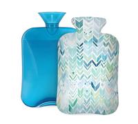 Hot Water Bottle with Cover 2L, Green Watercolor Arrow Hot Water Bottles for Adults Warmer/Pain Relief
