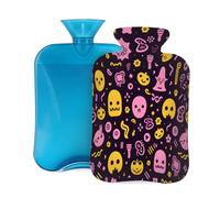 Hot Water Bottle with Cover 2L, Halloween Elemental Print Hot Water Bottles for Adults Warmer/Pain Relief