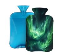 Hot Water Bottle with Cover 2L, Icelandic Aurora Hot Water Bottles for Adults Warmer/Pain Relief