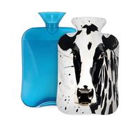 Hot Water Bottle with Cover 2L, Ink Dot Cow Hot Water Bottles for Adults Warmer/Pain Relief