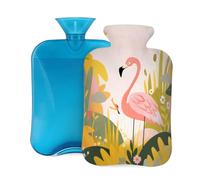 Hot Water Bottle with Cover 2L, Jungle Flamingo Hot Water Bottles for Adults Warmer/Pain Relief