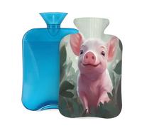 Hot Water Bottle with Cover 2L, Jungle Watercolor Pig Hot Water Bottles for Adults Warmer/Pain Relief