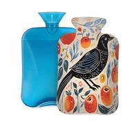 Hot Water Bottle with Cover 2L, Line Apple Crow Hot Water Bottles for Adults Warmer/Pain Relief