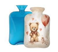 Hot Water Bottle with Cover 2L, Love Heart Balloon Bear Hot Water Bottles for Adults Warmer/Pain Relief