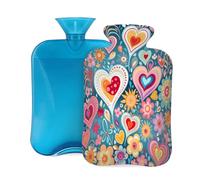 Hot Water Bottle with Cover 2L, Love Heart Sunflower Hot Water Bottles for Adults Warmer/Pain Relief