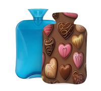 Hot Water Bottle with Cover 2L, Love Sweet Chocolate Hot Water Bottles for Adults Warmer/Pain Relief