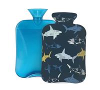 Hot Water Bottle with Cover 2L, Mixed Color Shark Hot Water Bottles for Adults Warmer/Pain Relief