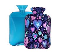 Hot Water Bottle with Cover 2L, Neon Love Heart Hot Water Bottles for Adults Warmer/Pain Relief