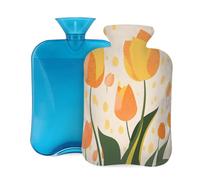 Hot Water Bottle with Cover 2L, Orange Polka Dot Tulip Hot Water Bottles for Adults Warmer/Pain Relief