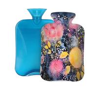 Hot Water Bottle with Cover 2L, Pink Watercolor Line Art Flower Hot Water Bottles for Adults Warmer/Pain Relief