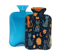Hot Water Bottle with Cover 2L, Planet Moon Star Cat Hot Water Bottles for Adults Warmer/Pain Relief