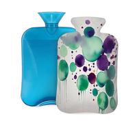 Hot Water Bottle with Cover 2L, Purple Green Ink Dot Hot Water Bottles for Adults Warmer/Pain Relief