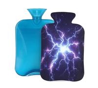 Hot Water Bottle with Cover 2L, Purple Lightning Hot Water Bottles for Adults Warmer/Pain Relief