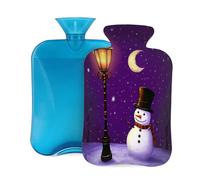 Hot Water Bottle with Cover 2L, Purple Starry Sky Snowman Hot Water Bottles for Adults Warmer/Pain Relief