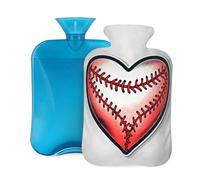 Hot Water Bottle with Cover 2L, Red Baseball Heart Hot Water Bottles for Adults Warmer/Pain Relief